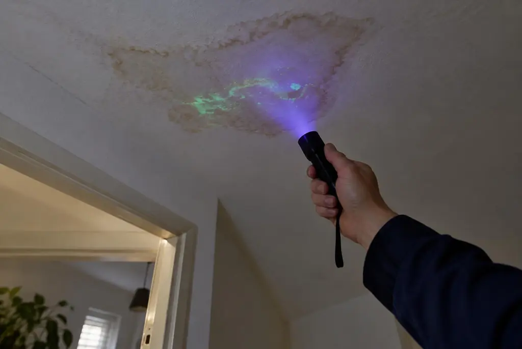 Lekdetectie Hoorn – kleurstof controleren op het plafond met uv-licht