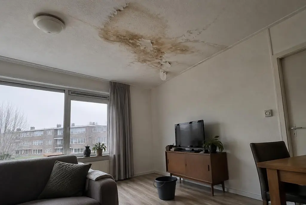 Lekdetectie Hoorn – vochtplek op het plafond onder een badkamer